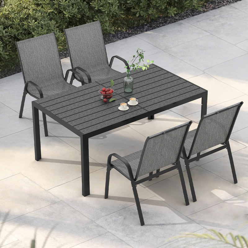 Textilene Stackable Chairs & Table Set Set of 5/7
