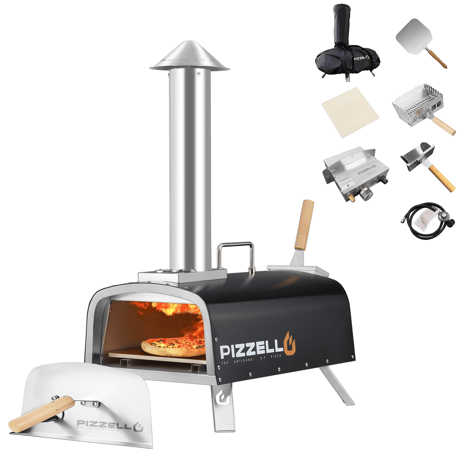Outdoor Gas & Wood-Fired Pizza Oven in Car#color_black