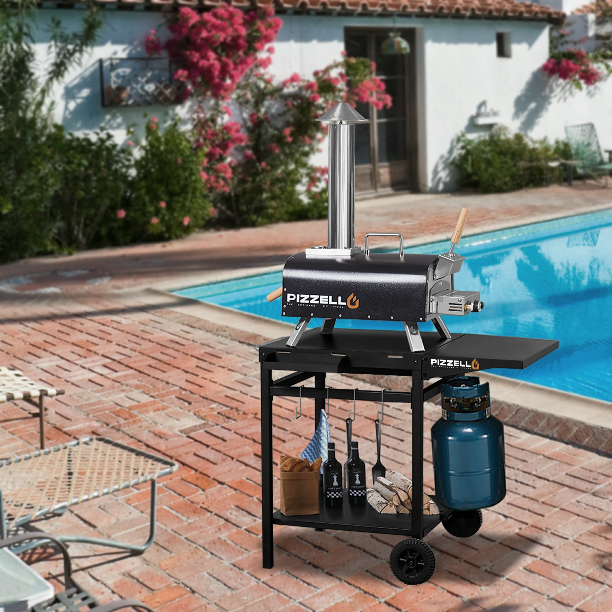 Outdoor Gas & Wood-Fired Pizza Oven in Car#color_black