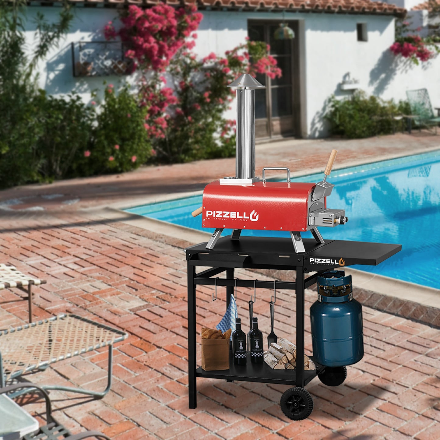 Outdoor Gas & Wood-Fired Pizza Oven in Car#color_red