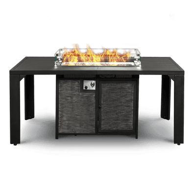 Pizzello Comodo - 62.5" Propane Fire Pit Table Aluminum Rectangular Dining Firepit Table - Pizzello#color_black