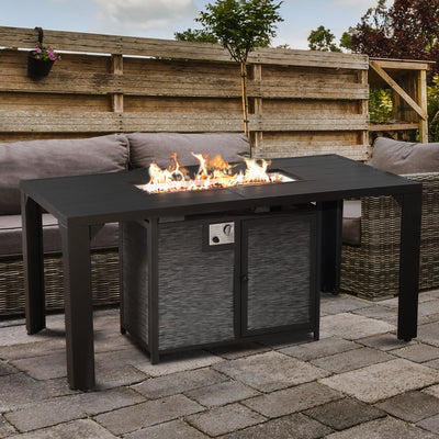 Pizzello Comodo - 62.5" Propane Fire Pit Table Aluminum Rectangular Dining Firepit Table - Pizzello