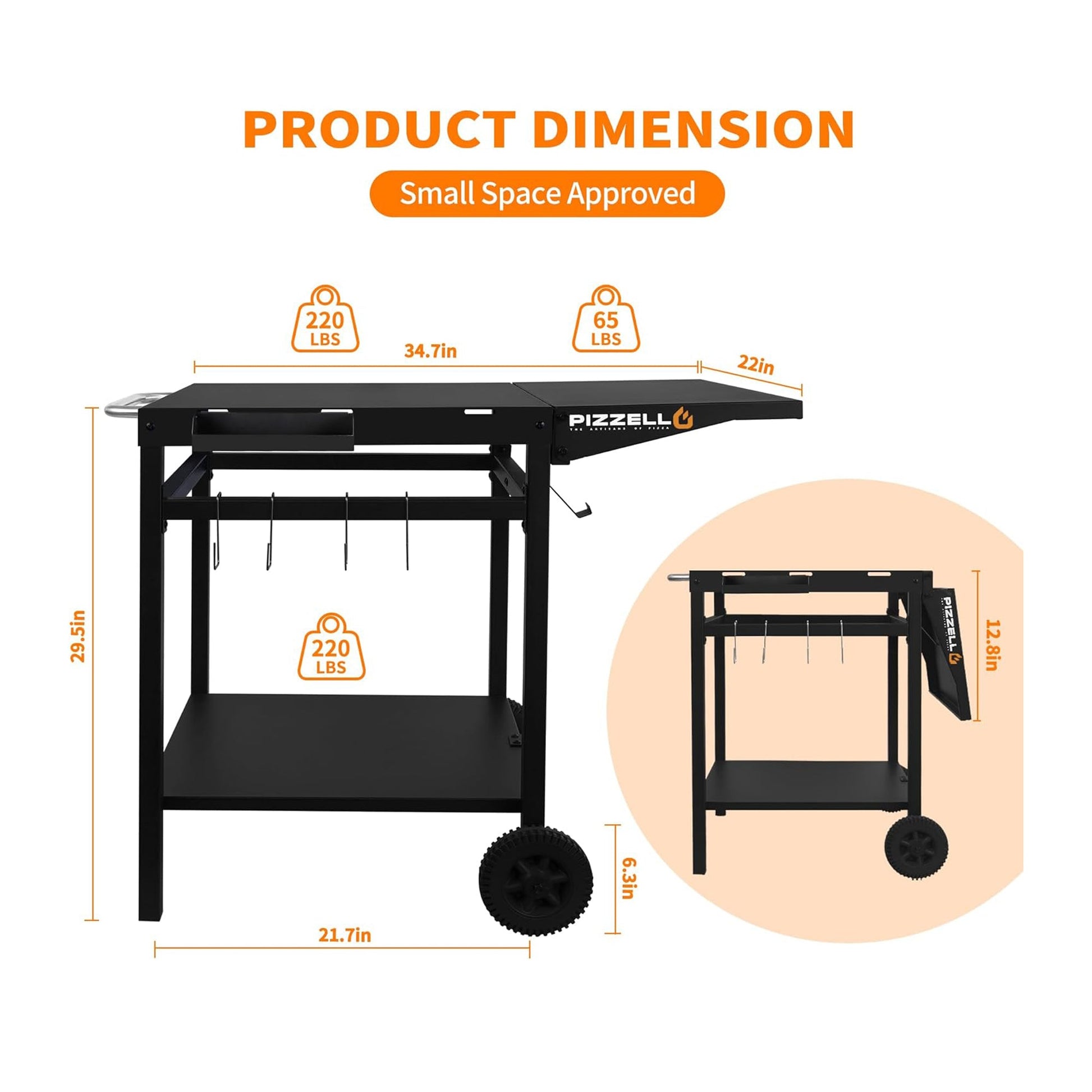 Pizzello Outdoor Grill Dining Cart Movable Pizza Oven Trolley BBQ Stand - Pizzello#size_small