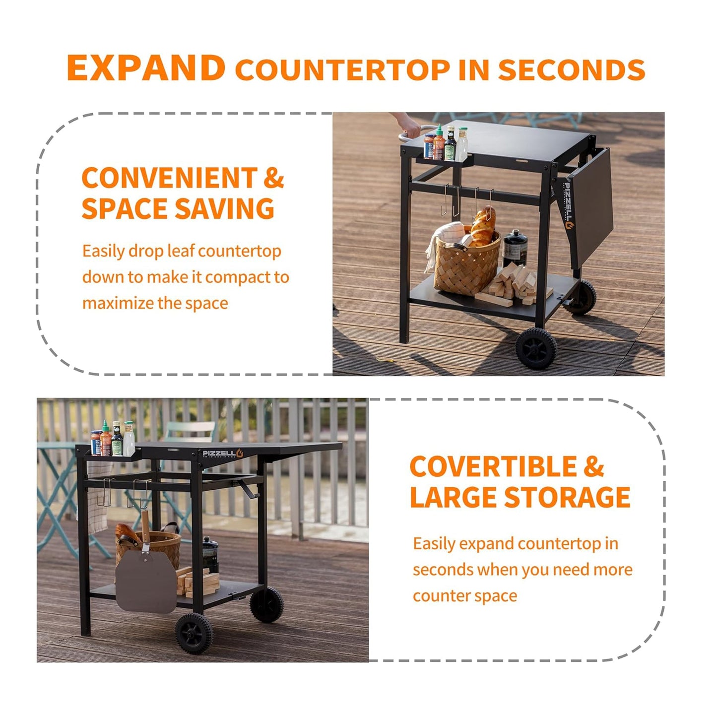 Pizzello Outdoor Grill Dining Cart Movable Pizza Oven Trolley BBQ Stand - Pizzello#size_small