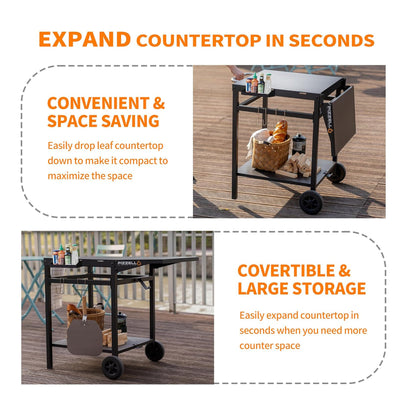 Pizzello Outdoor Grill Dining Cart Movable Pizza Oven Trolley BBQ Stand - Pizzello#size_small