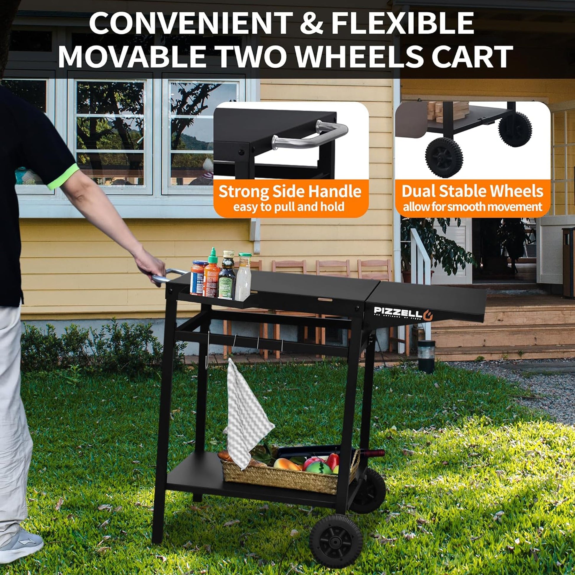 Pizzello Outdoor Grill Dining Cart Movable Pizza Oven Trolley BBQ Stand - Pizzello#size_small