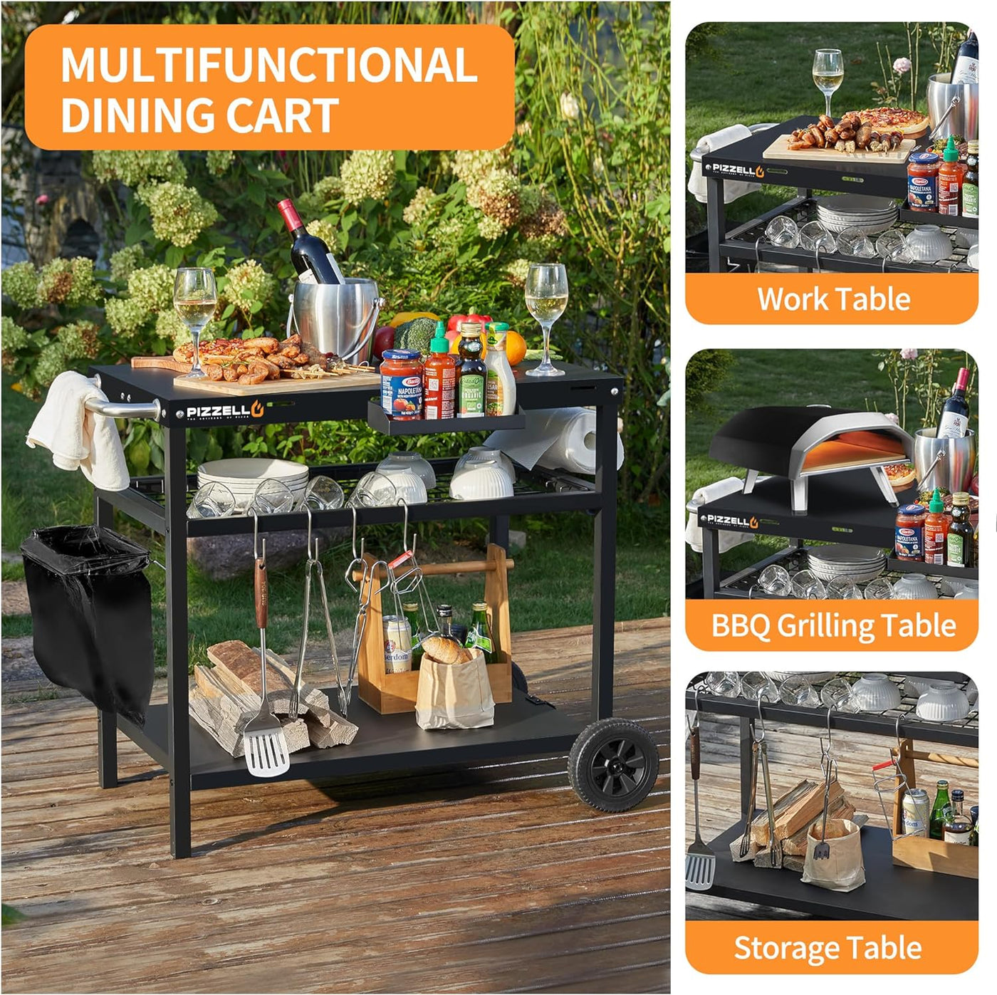 Pizzello Outdoor Grill Dining Cart Pro - Pizzello#color_black